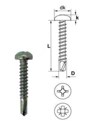 Surub autoperforant cu cap bombat DIN 7504N