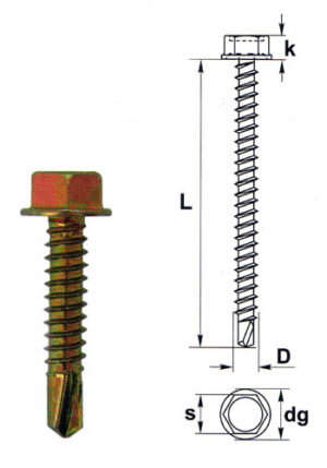 Surub cap hexagonal varf autoperforant DIN 7504K