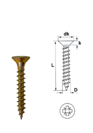 Surub cap inecat locas cruciform pentru lemn DIN 7505